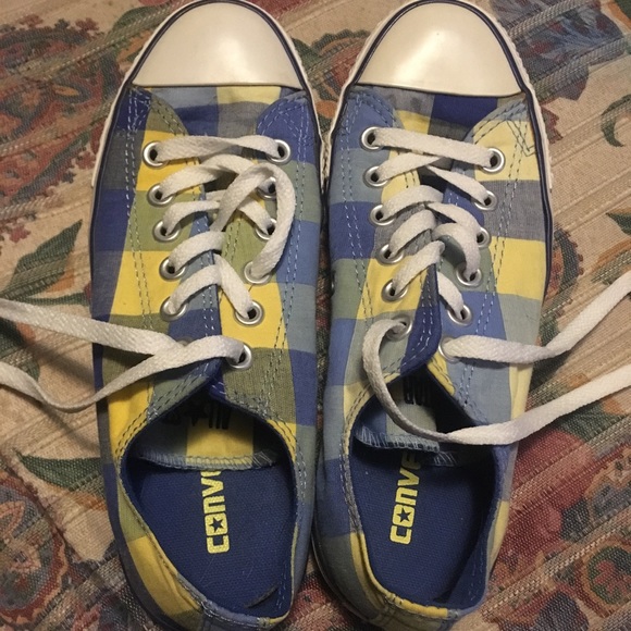 yellow plaid converse